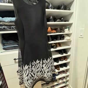 DKNY Black Dress with White Leaf Design